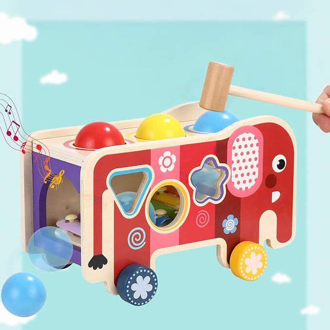 4in1 Montessori Fa Xilofon Guruló Elefánt