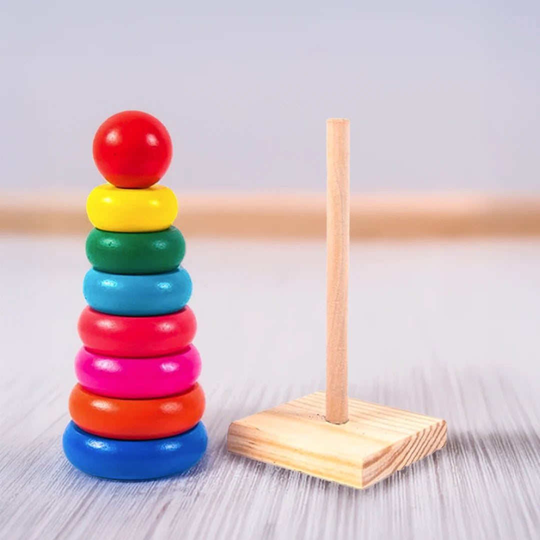Montessori Fából Készült Szivárvány Torony