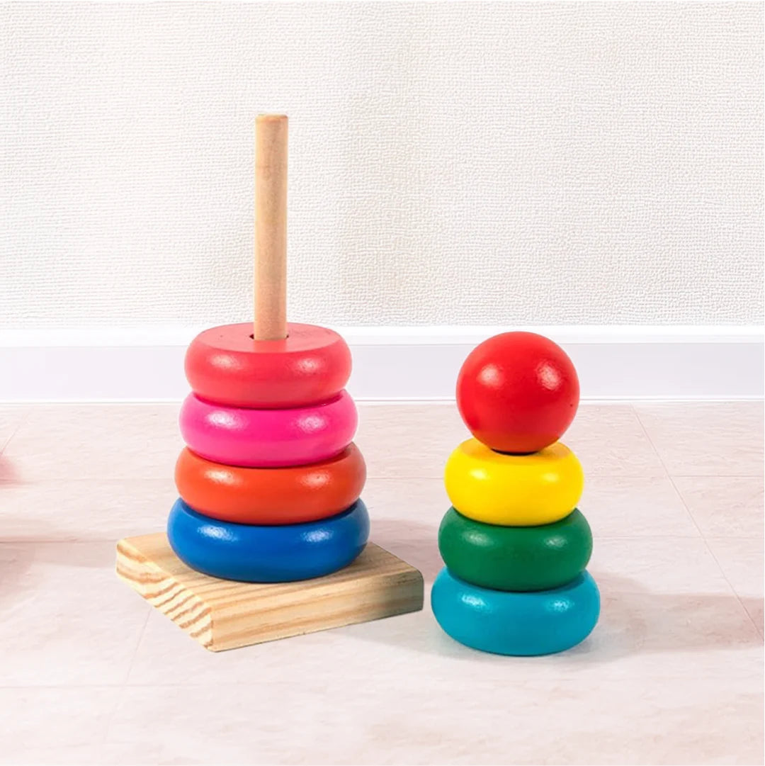 Montessori Fából Készült Szivárvány Torony