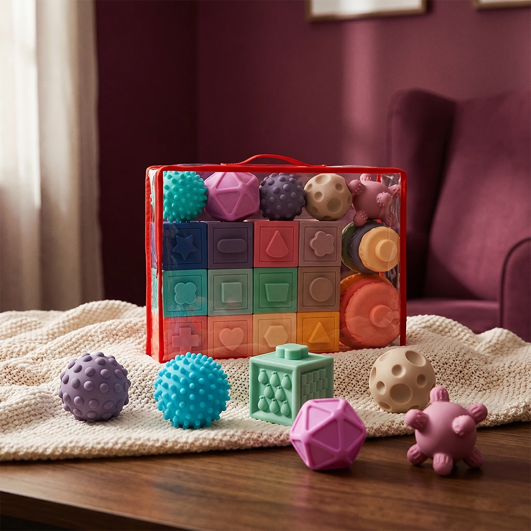 Montessori Puha Szenzoros Építőjáték Szett