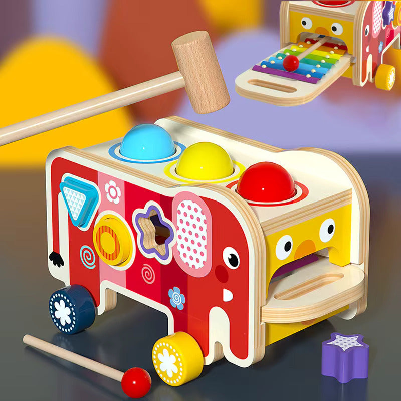 4in1 Montessori Fa Xilofon Guruló Elefánt