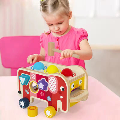 4in1 Montessori Fa Xilofon Guruló Elefánt