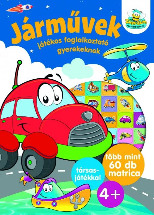 Járművek - Játékos foglalkoztató gyerekeknek - Több mint 60 db matrica - plusz társasjáték - Mommies.hu - KÖNYV