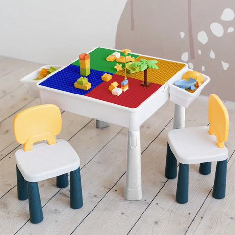 Buildmaster Kreatívasztal székkel és építőkockával - Multifunkcionális Asztal
