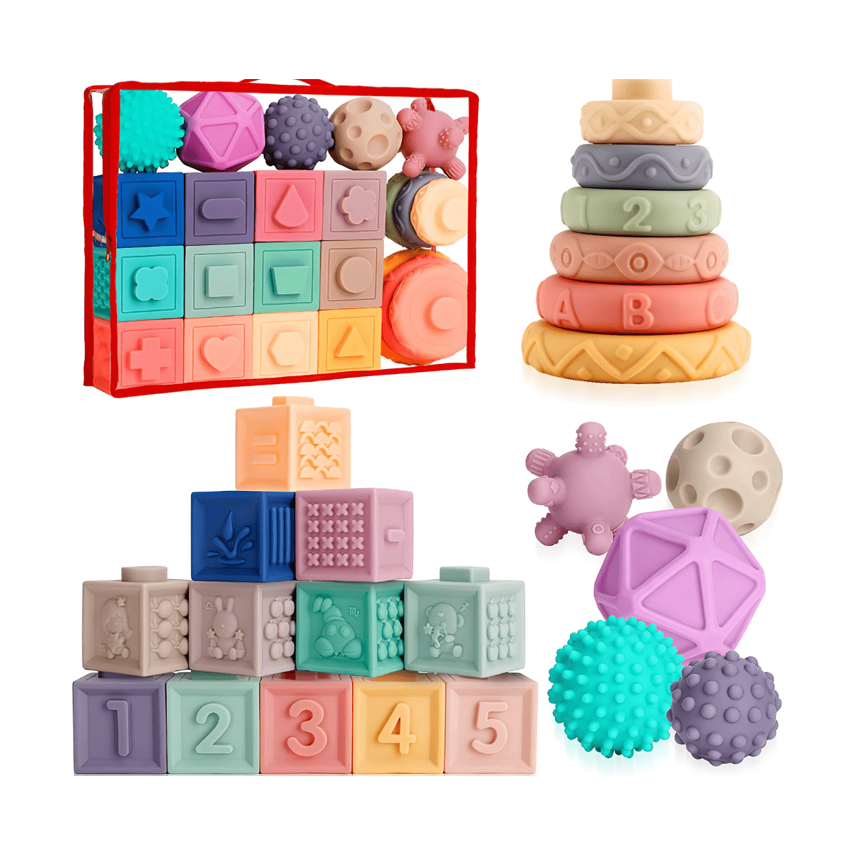 Montessori Puha Szenzoros építőjáték szett - Mommies.hu - 