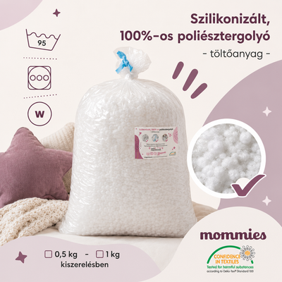 Szilikonizált 100% poliésztergolyó töltőanyag