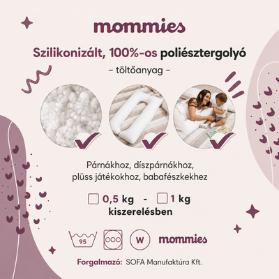 Szilikonizált 100% poliésztergolyó töltőanyag