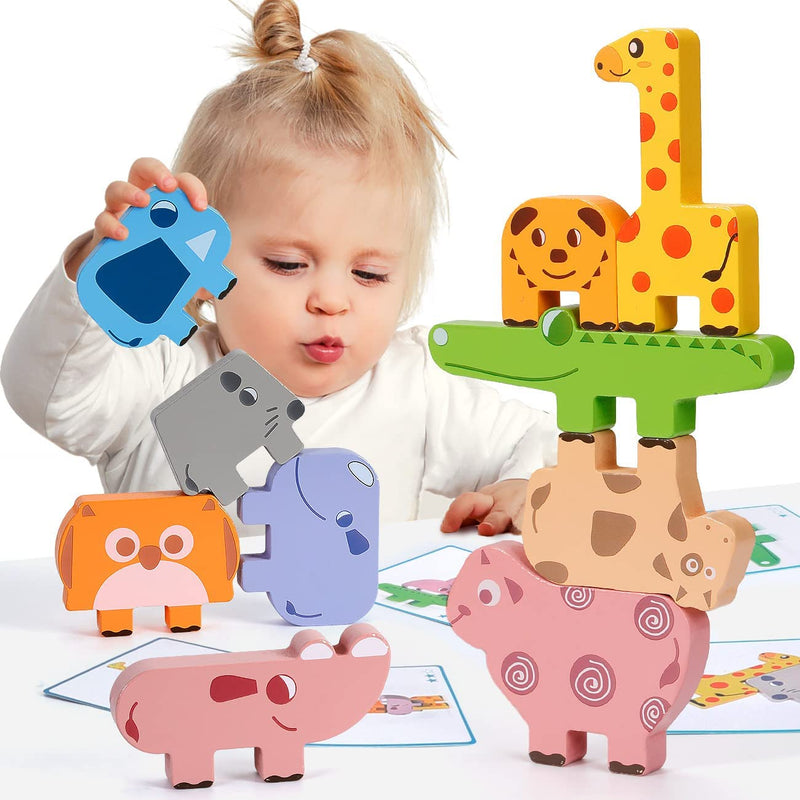 Montessori Állatfigurás Építőjáték Kártyákkal