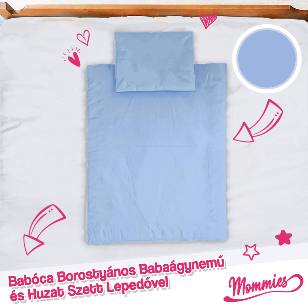 Babaágynemű, Babaágynemű huzat, Babapárna, Babalepedő, Babatakaró, Borostyános, Babaágy, Egyszínű - babakék