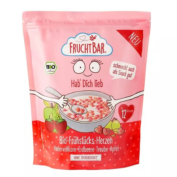 Fruchtbar BIO Reggeli szív Zab, eper, szőlő, alma 12 hó+ 125g