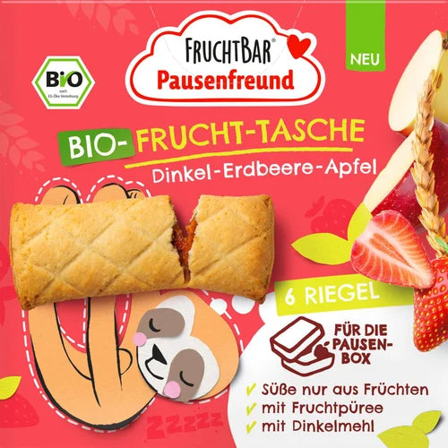 Fruchtbar Pausenfreund BIO gyümölcs párna-eper, alma, tönköly bébiétel multipack 3 év+ 6*22g
