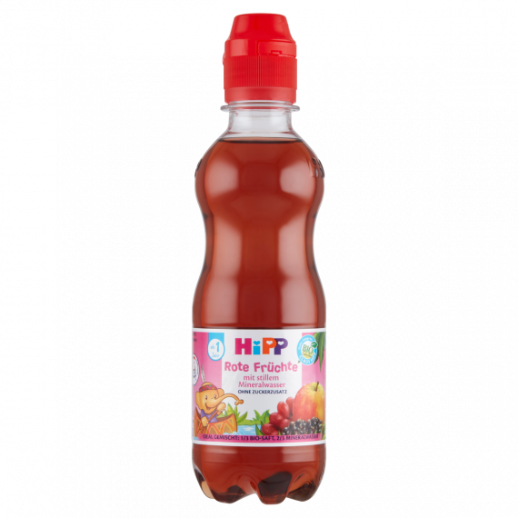 HiPP BIO természetes szénsavmentes ásványvíz piros gyümölcslével 1 éves kortól 0,3 l