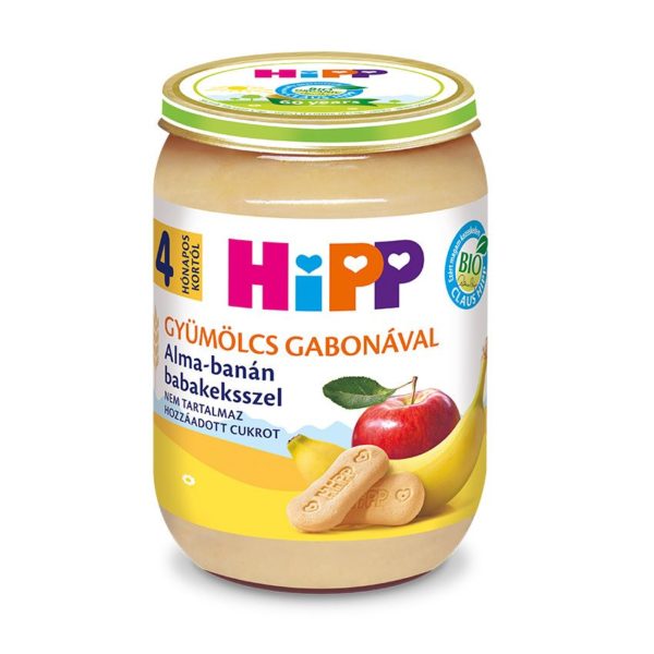 HiPP Bio Alma-banán babakeksszel bébiétel 190 g 4 hó+