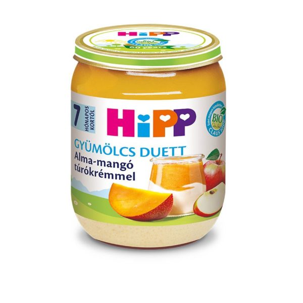 HiPP Bio Alma-mangó túrókrémmel bébiétel 160 g 7 hó+