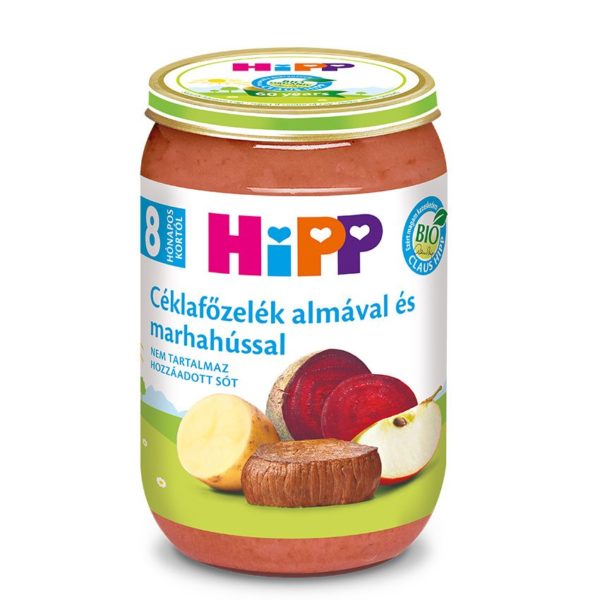 HiPP Bio Céklafőzelék almával és marhahússal bébiétel 220 g 8 hó+