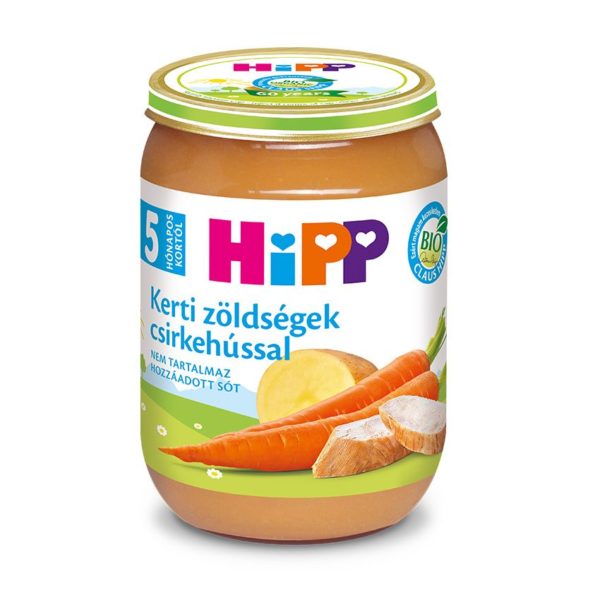 HiPP Bio Kerti zöldségek csirkehússal bébiétel 190 g 5 hó+