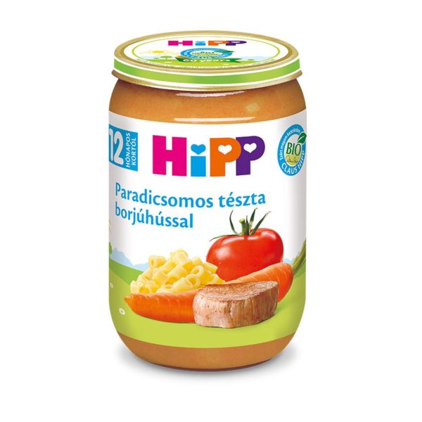 HiPP Bio Paradicsomos tészta borjúhússal bébiétel 220 g 12 hó+