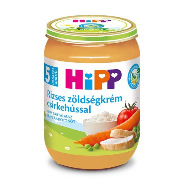 HiPP Bio Rizses zöldségkrém csirkehússal bébiétel 190 g 5 hó+