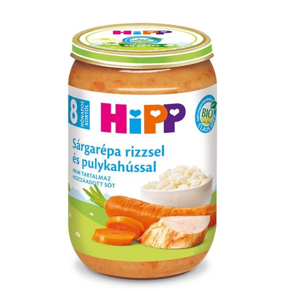 HiPP Bio Sárgarépa rizzsel és pulykahússal bébiétel 220 g 8 hó+