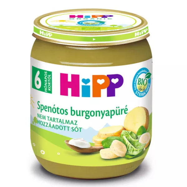HiPP Bio Spenótos burgonyapüré bébiétel 125 g 6 hó+