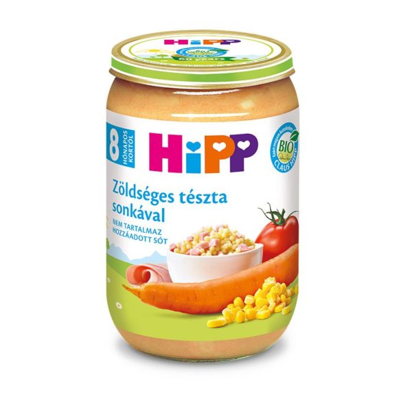 HiPP Bio Zöldséges tészta sonkával bébiétel 220 g 8 hó+