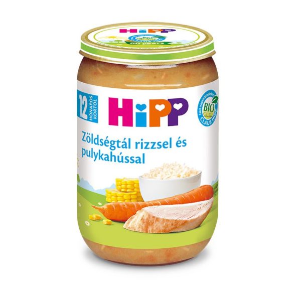 HiPP Bio Zöldségtál rizzsel és pulykahússal bébiétel 220 g 12 hó+