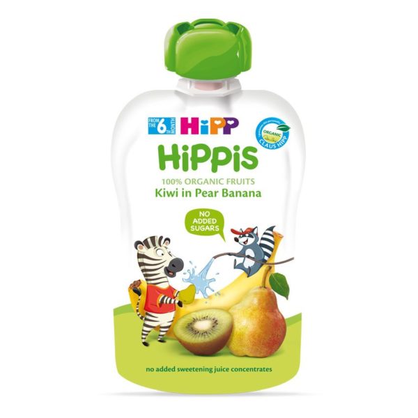 HiPP HiPPis Bio Körte-banán-kiwi bébiétel 100 % gyümölcs 100 g 6 hó+