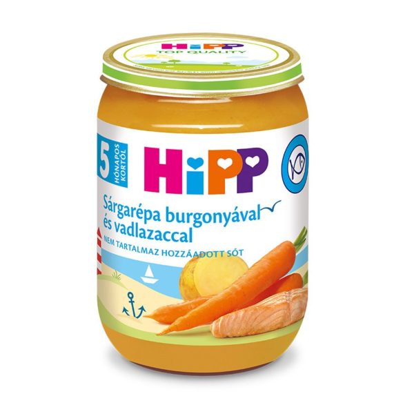 HiPP Sárgarépa burgonyával és vadlazaccal bébiétel 190 g 5 hó+